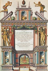 Navigatio in Brasiliam Americae. Frontispicio (página 447), 1563